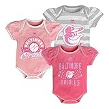 Baltimore Orioles 3個入りクリーパーボディスーツセット" Triple Play "幼児ベビーピンクGirls