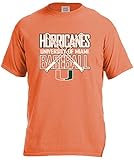 NCAAマイアミハリケーンBaseball Bats半袖快適カラーTシャツ、スモール、Burntオレンジ