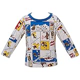 2017年 秋冬 おさるのジョージ 天竺 アメコミ風総柄 長袖Ｔシャツ Curious George 首周ブルー◇80cm
