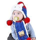 Franterdベビー男の子女の子冬ビーニー暖かい帽子フード付きスカーフイヤーフラップニットキャップ One Size Franterd_H01