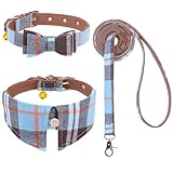 BINGPET 犬 首輪 バンダナ リード セット 犬の首輪 鈴付き 犬 リード ベーシック首輪 チェック 調節可能 革製 柔らかい かわいい おしゃれ 超軽量 通気性 ハンドル付き 胴輪 散歩 出かけ 金属リング メッシュ 猫 ねこ キャット しつけ 訓練 散歩 ペット用品 子犬 小型犬 中型犬 大型犬 柴犬 秋田犬 (ブラック花, S)