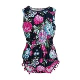 FEITONG Infant Baby Girls' Printing Pompom Romper Jumpsuit (6 Months, Navy) by FEITONG