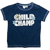 《初夏盛夏対応》 CHILD CHAMP(チャイルド チャンプ) インディゴ天竺ロゴ抜染Tシャツ 90cm/NB NO.C-86582158