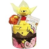 出産祝いにディズニー プーさんのおむつケーキ 男の子 女の子/赤ちゃん/内祝い/誕生日プレゼント/ギフトセット/ダイパーケーキ (パンパースS12 （出産祝い用に）)