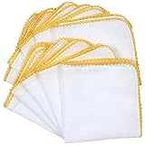 Fluffy（フラフィ） ピコレース 二重合 ガーゼハンカチ イエロー 10枚セット 日本製 綿100％ 無地 33×33cm