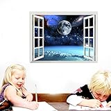 auwer 3d Mysterious Galaxy Spaceビュー壁ステッカーブリッジ床ステッカーBreak Through the壁ビニールアート壁画デカールfor Kids部屋ホーム装飾リムー