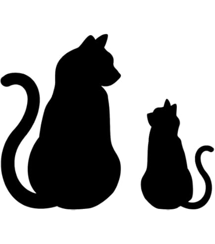 Amazon.co.jp: 猫 シルエット シール ステッカー 猫の親子 向き合う