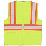 ERB Safety 61818 S383P Class 2 Mesh Contrasting Trim Safety Vests 2X Hi-Viz Lime [並行輸入品]