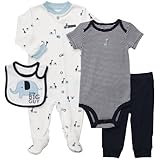 カーターズ carter's 長袖ロンパース 半袖ボディースーツ スタイ パンツ 4点セット 並行輸入 綿 マルチカラー 9ヶ月 121B6729