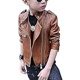 LJYH 男の子女の子裏起毛皮ジャンパーレザーコート韓国風PUジャケット　可愛いカジュアル春秋冬スタジアム　ジャンパー　ブルゾン　100－150cm　レッド　ピンク　ブラック　ブラウン