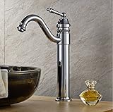 Swivel注ぎ口deck-mountedカウンタートップバスルームシンク蛇口トールLong Fairfax注ぎ口シングルハンドル洗面所シンクタップクローム仕上げ