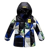 子供服　冬　ダウンジャケット　保温性よく　厚くする　ファッション　軽快　着心地良い　ブルー＋ブラック　130cm