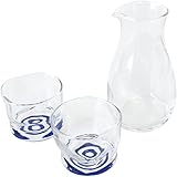アデリア 酒器セット クリア (カラフェ290ml×1個、盃100ml×2個) 利き猪口味わいグラス ギフトセット 化粧箱入 日本製 S-6216