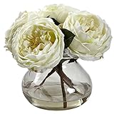 Nearly Natural 1391-WH Fancy Rose with Vase, White by Nearly Natural