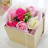 【緊急値下げ！】BIO ボックスブーケ　フレグランスソープフラワー　手提げ袋・ギフトボックス付　お祝い　記念日　お見舞い　プレゼント　母の日　父の日　　 (ピンク)