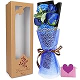 YOBANSA レグランス ソープフラワー 花束 ギフトボックス 誕生日　母の日　記念日　先生の日　バレンタインデー　昇進　転居など最適としてのプレゼント (青)