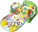 Klivex ベビージム プレイマット 音楽 おもちゃ付き ベッドメリーベビージム 0か月~ 赤ちゃん 幼児 ベビー ジム メリー 男女共用 取り外す可能 知育おもちゃ 幼児用寝具 出産祝い 新生児 3ヶ月から対象、プレイマット (グリーン)