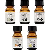 天然100% 定番エッセンシャルオイル 5種セット 各10ml ティーツリー 真正ラベンダー ユーカリグロブルス スイートオレンジ レモン