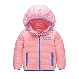 POTOJP 保暖 防寒 ダウンジャケット キッズ 男女兼用 軽いダウンコート 子供服 長袖上着 フード付き アウター ジャケット 通学 普段用 綿服 (140, PK)