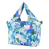 さくらスリングトートバッグ【Made in Tokyo】大容量収納デザイントートバッグ・荷物負荷軽減デザイン幅広ハンドル (フラワー/ブルー) SST-002