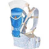 lanova 抱っこ紐 赤ちゃん ベビーキャリー キャリア単体でも使える (防寒 背当て付き) ブルー