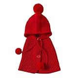 (よキーよ)Yokeeyo ニット帽子&マフラーのセット 耳＆肩まであたたか 毛糸 可愛い耳付き帽子 ケープ ベビー キッズ 赤ちゃん ふわふわ 男の子 女の子 キュート 防寒 スタイリッシュ ボンボ