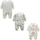 KISBINI ベビー服 長袖 赤ちゃん 服 ベビー ツーウェイオール 男の子 女の子 新生児 綿 春夏秋冬 出産祝い ギフト 退院 3点セット(0-12ヶ月) (12M(9〜12ヶ月), 3点セット