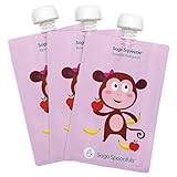 Sage Spoonfuls 3 Piece Sage Squeezie Reusable Food Pouch, Monkey by Sage Spoonfuls
