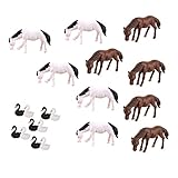 Flameer ミニチュア　馬＋白鳥　各10個入　マイクロ景観置物　インテリア　ドールハウス　園芸　飾り物