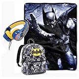 Batman Kids Travel Set - Backpack, Plush Throw Blanket and Noise Limiting Headphones [並行輸入品]
