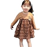 happy-JP キッズワンピース ベビー服 子供服 女の子 ニット 長袖 レイヤード風 ドレス 木の葉デザイン ワンピ 入学式 入園式 卒園式 出産祝い 七五三