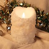 simplux Cake Shape Free-Flowing 3D Fireless Flame LED Pillar Candle with Remote Control, Battery Ope