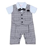 (アイム)iiniim　ベビー　短袖　フォーマル　ロンパース　蝶ネクタイ　紳士　カバーオール　子供スーツ　新生児　連体服 グレー 90