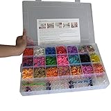 AteaMart ルームバンド 製作キット&クリップ コレクション (キット内容:4200個Bandz+170個Clips+5個Hooks+1個編み台+綺麗な11色のバンド入り収納ケース)並行輸入品