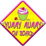 YUMMY MUMMY ON BOARD (like baby on board sign) Non Personalised novelty baby on board car window sig