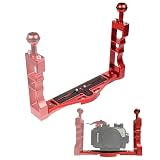 Bamboo Dive! 水中カメラ ダイビング ハウジング アームシステム グリップベースシステム マルチトレーシステム ホルダー ダイレクトベース付 GoPro Olympus Canon Nikon (シングルグリップ, レッド)