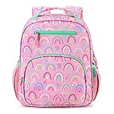 mibasies Mochila para niños y niñas, ideal para preescolar, jardín de infancia y guardería, tamaño perfecto para la escuela, Arcoiris (Rainbow), 12L US