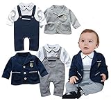 「JUST style」 ベビー 用 ブレザー ロンパース セット オーバーオール風 カジュアル 子供服 全2カラー (80, グレー)