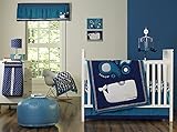 Happy Chic Baby Jonathan Adler Party Whale 4Piece Crib Bedding Set, Blue/White [並行輸入品]