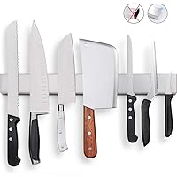 包丁立て 磁石 包丁スタンド ナイフラック 包丁ホルダーマグネット キッチン包丁収納マグネット 磁気吸着 強粘着テープ 壁掛け式 ステンレス キッチンツール 工業ツール 簡単操作 (M:40cm)