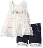 Little Lass Toddler Girls' 2 Pc Pom Trim Short Set Ivory 2T [並行輸入品]