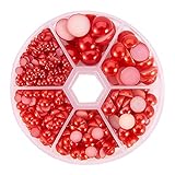 (4-12mm, Red-690 Pcs) - PH PandaHall 1 Box About 690 Pcs Red Assorted Mixed Sizes 4-12mm Flat Back P