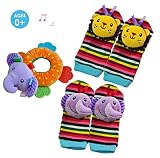 Yoovi動物ベビーキッズWrist Rattle &足ファインダーセットRattle Teether Elephant