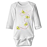 NINKI ベビー服 美しい スターと蝶 アスタリスク 長袖 ロンパース 6ヶ月~24ヶ月 100%コットン 出産祝い Size 12 Months ホワイト