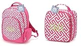 School Bundle Greek Key Backpack and Lunch Bag, Pink (NON-PERSONALIZED) [並行輸入品]