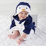 JUSH ベビーバスローブ アニマル おくるみ お風呂上がり タオル地 出産祝い ギフト (２～３歳, ペンギン)