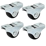 uxcell キャスターホイール 金属 PP 家具トロリー 長方形非旋回プレート 2マウントホール 4個入り