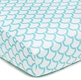 American Baby Company 100% Cotton Percale Fitted Crib Sheet, Aqua Sea Waves by American Baby Company