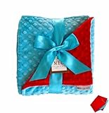 MEG Original Turquoise & Red Minky Dot Baby Blanket [並行輸入品]