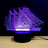 テーブルランプ3D創造性光るヨットLEDナイトライトベッドルームベッドサイドランプホリデーギフト,Purple